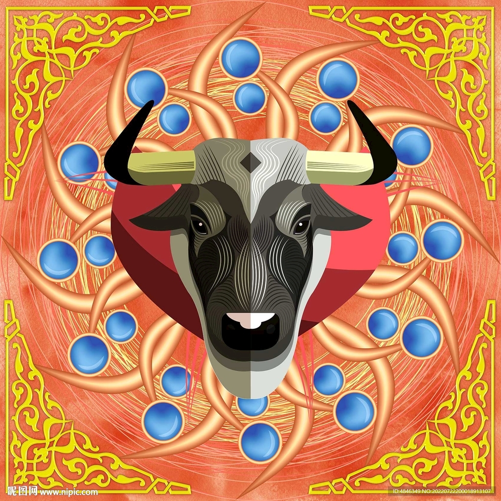 中式牛头装饰画