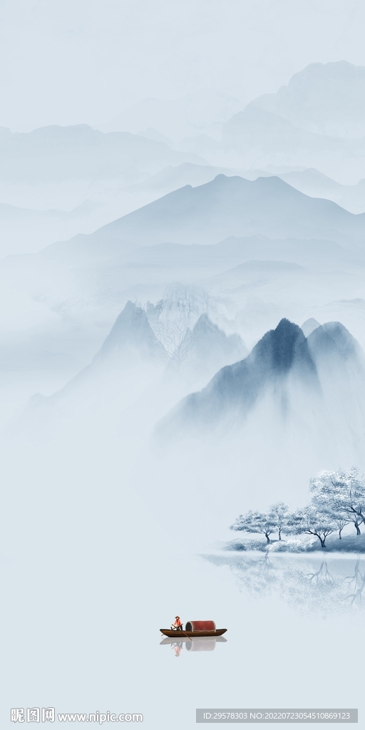 水墨现代山水玄关 Tif分层