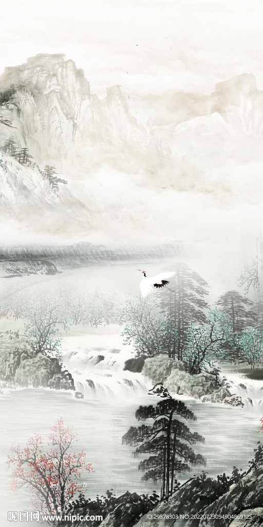 别墅 现代山水玄关 Tif分层