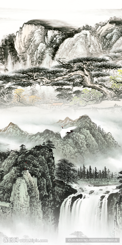 最新现代山水玄关 Tif分层