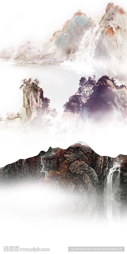 意境现代山水玄关 Tif分层