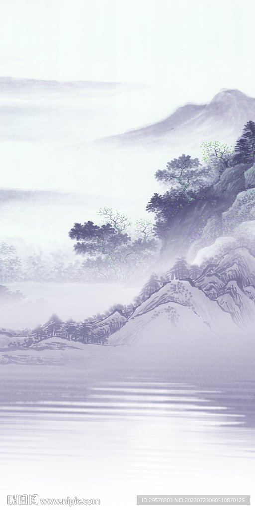 极简现代山水玄关 Tif分层