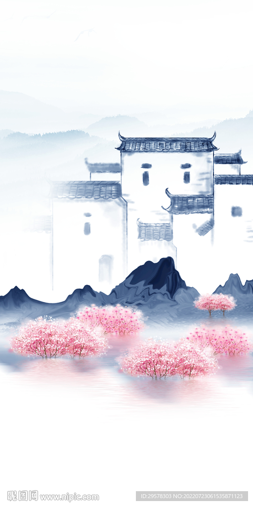 徽派 意境山水玄关 TIf分层