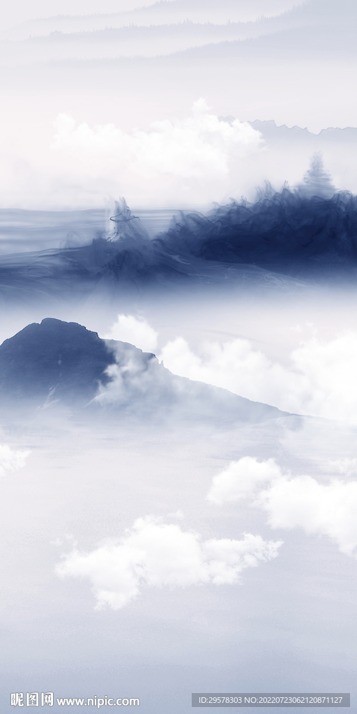 高档 意境山水玄关 TIf分层