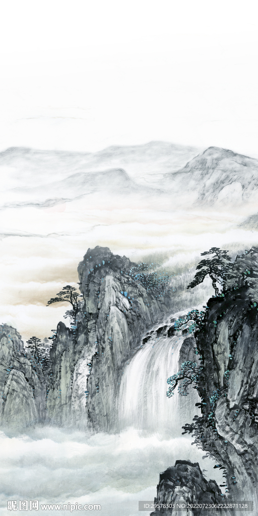 高端意境山水玄关 TIf分层