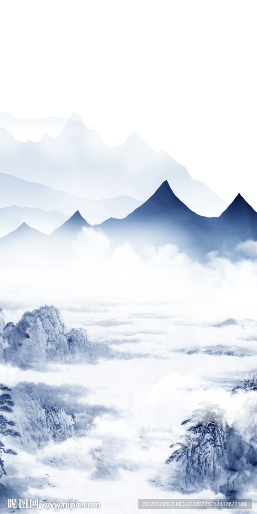 高清 意境山水玄关 TIf分层