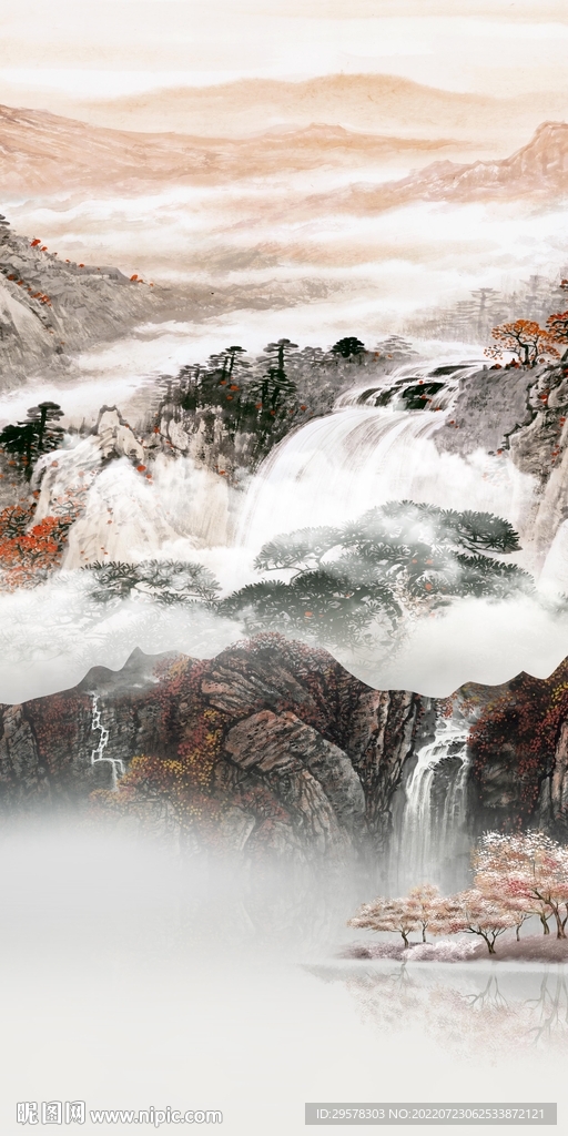 简约中国风山水玄关 TIf分层