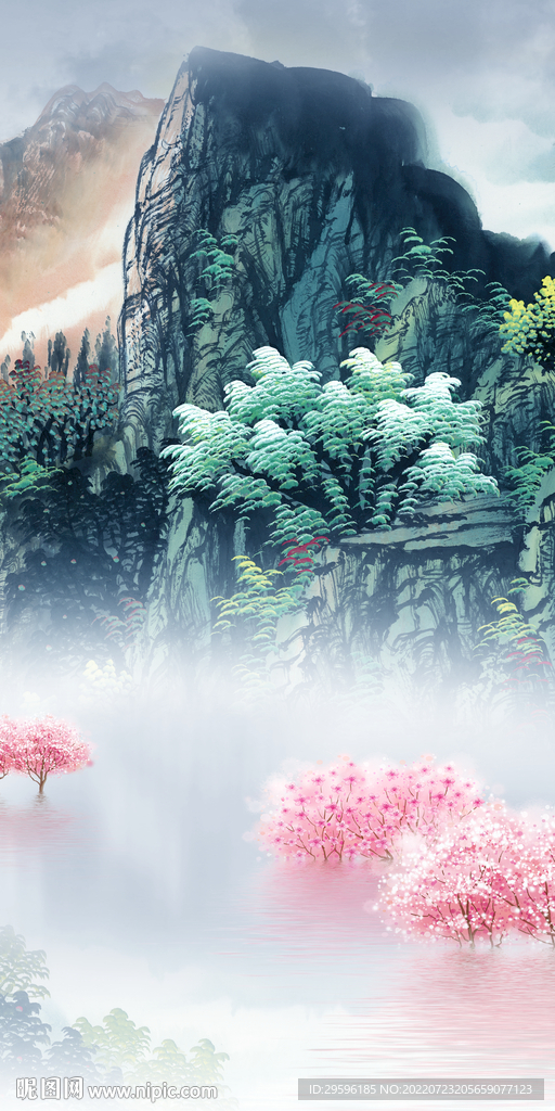 最新 简约玄关山水 Tif分层