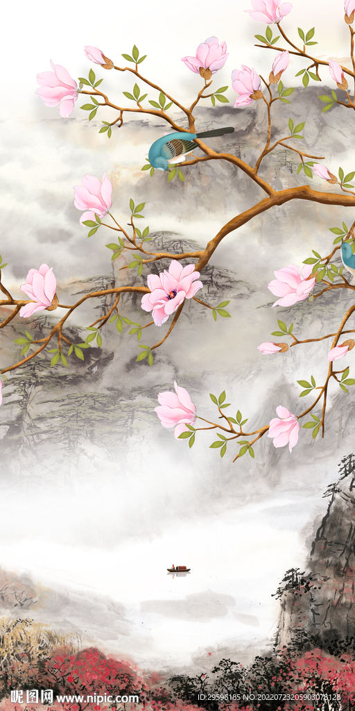 古风大气玄关山水 Tif分层