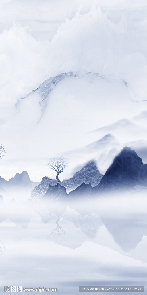 新中式简约玄关山水 Tif分层