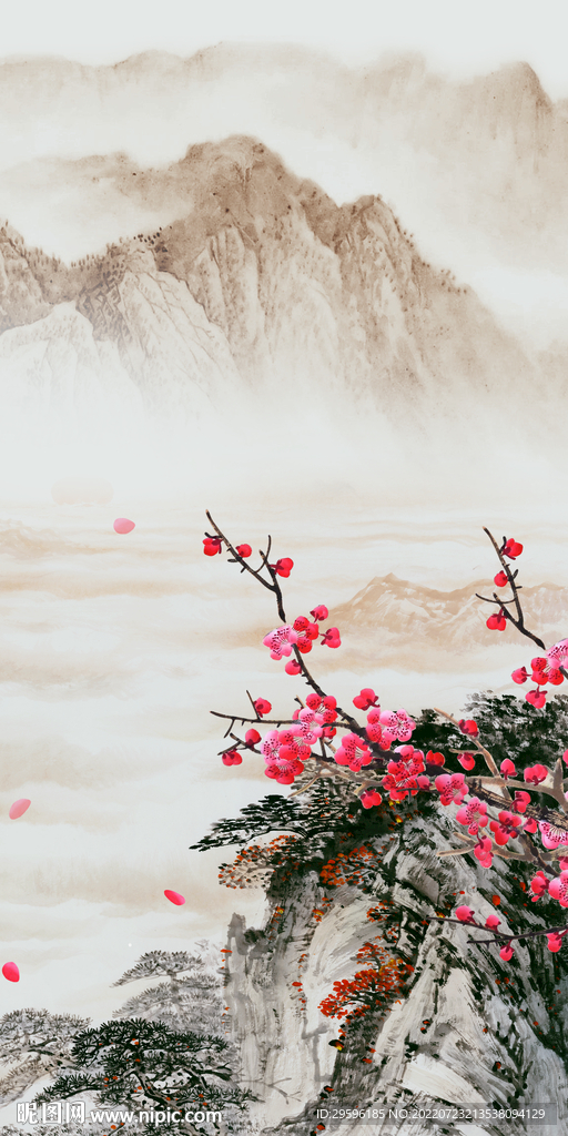 高清大气玄关山水 Tif分层