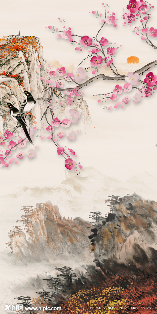 国画 大气玄关山水 Tif分层