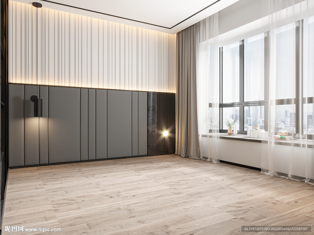 现代极简 轻奢卧室 空场景