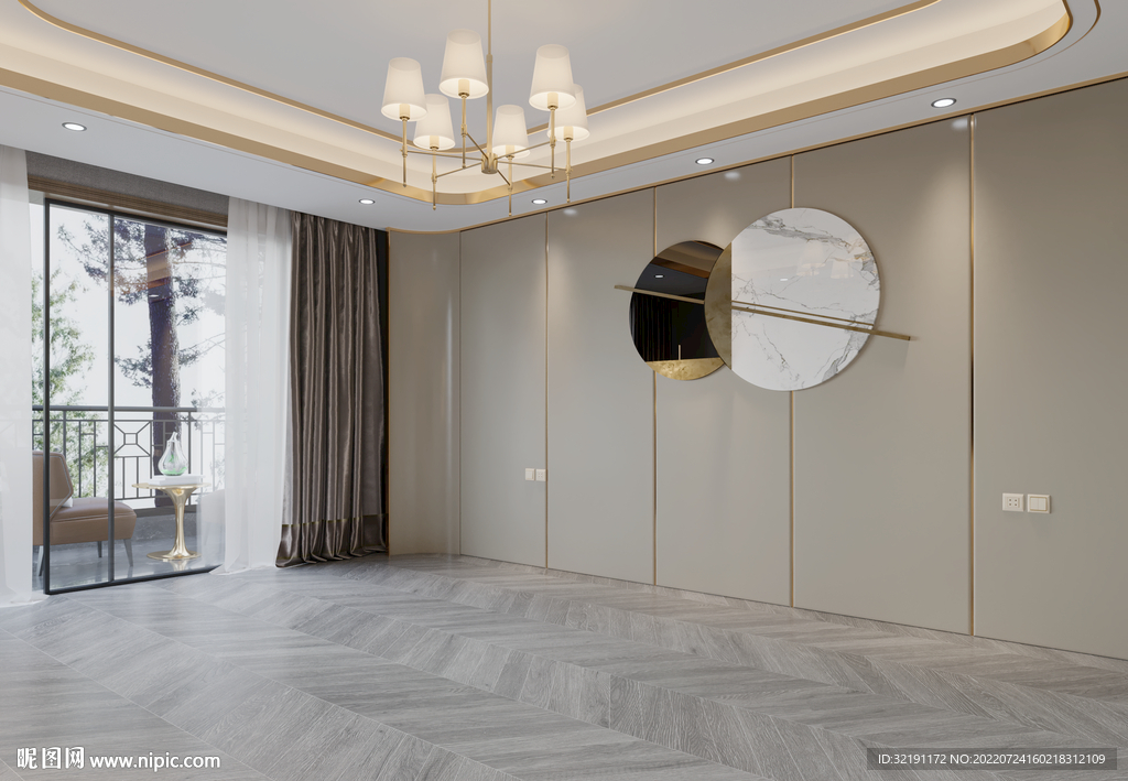 现代极简 轻奢卧室 空场景