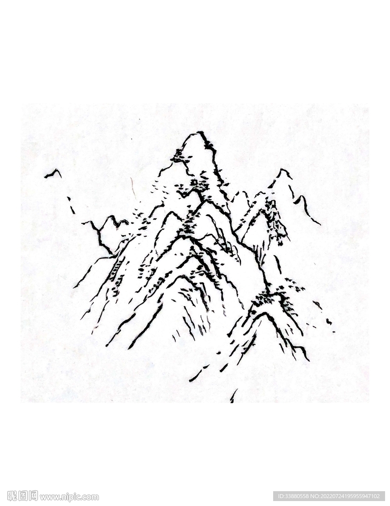 手绘国画山石山水素材