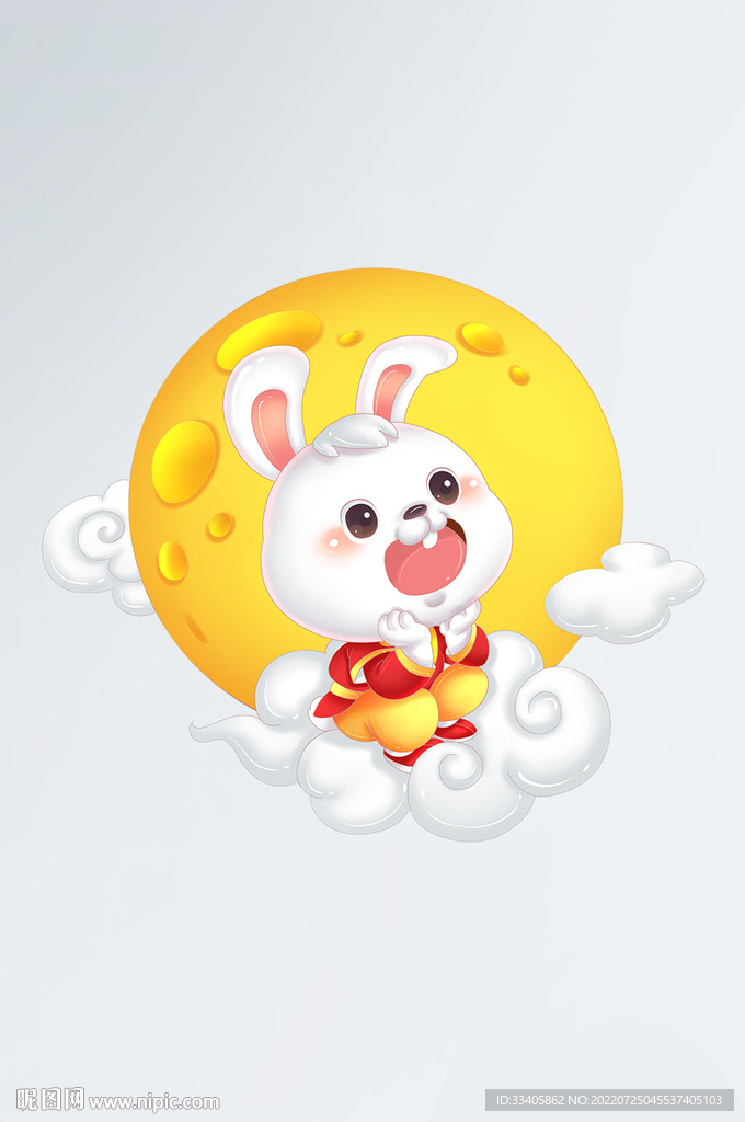中秋节吉祥兔子月亮祥云卡通形象