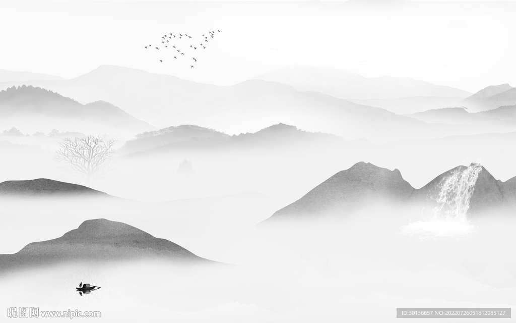 灰色人气中式山水 TiF分层