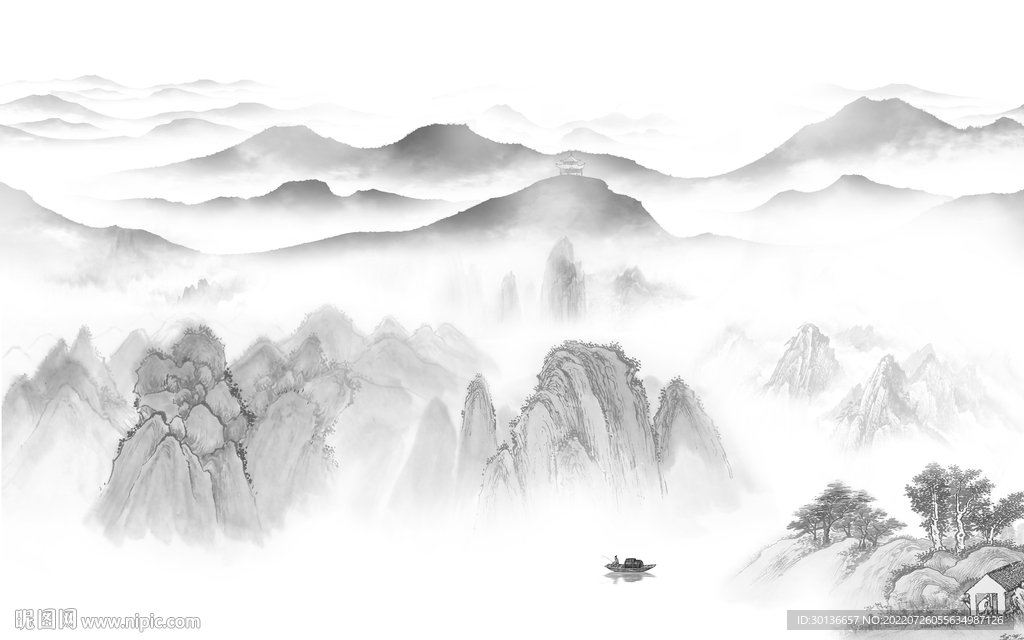 新品新灰色山水画 TiF分层