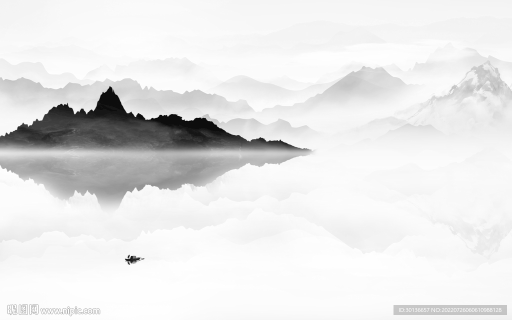 大气新灰色山水画 TiF分层