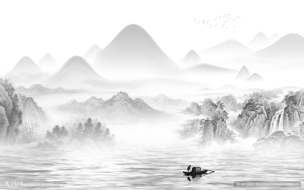 人气新灰色山水画 TiF分层