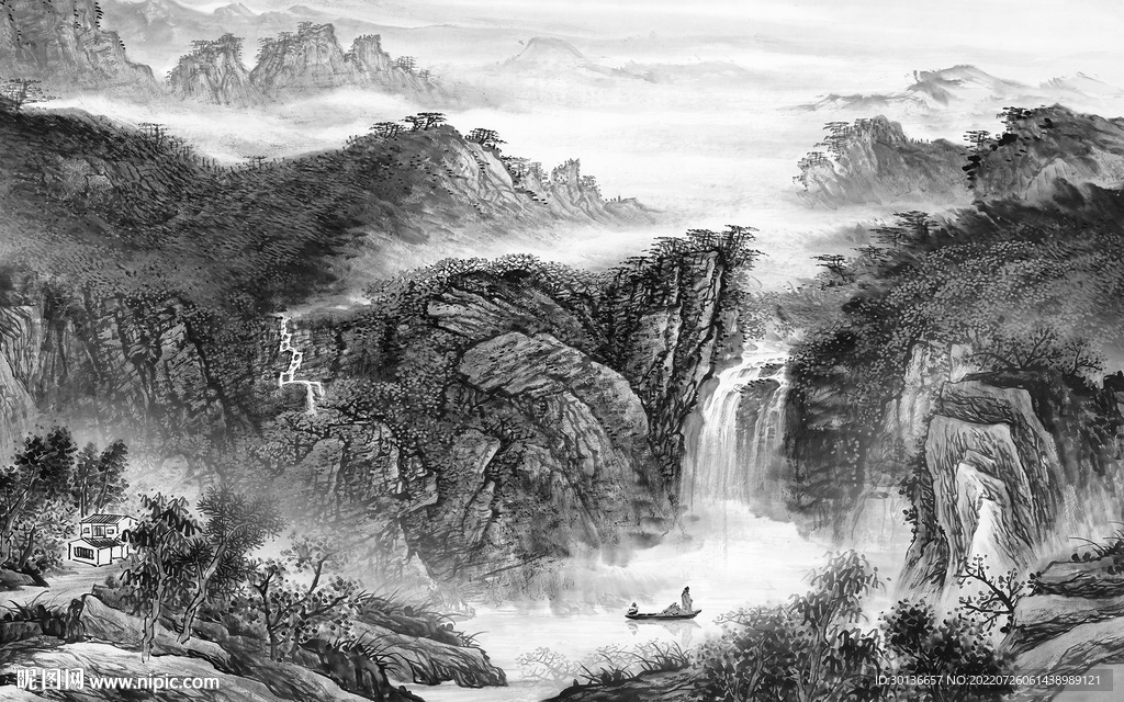 高端 新灰色山水画 TiF分层