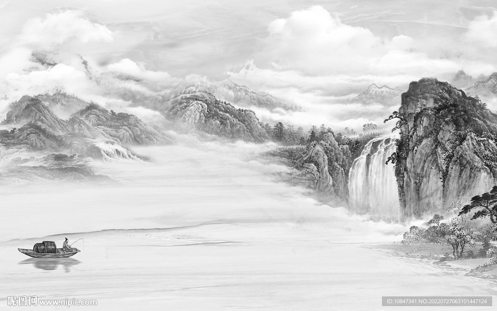 最新 灰色人气山水 TIf分层