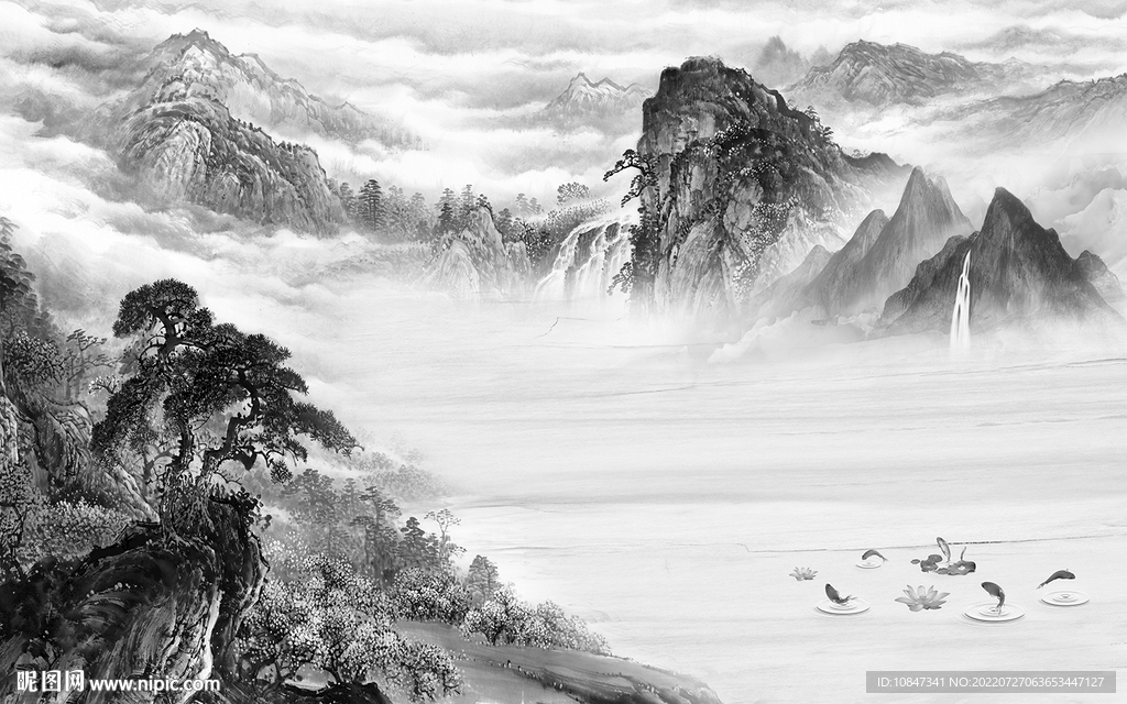 高清客厅灰色山水 TIf分层