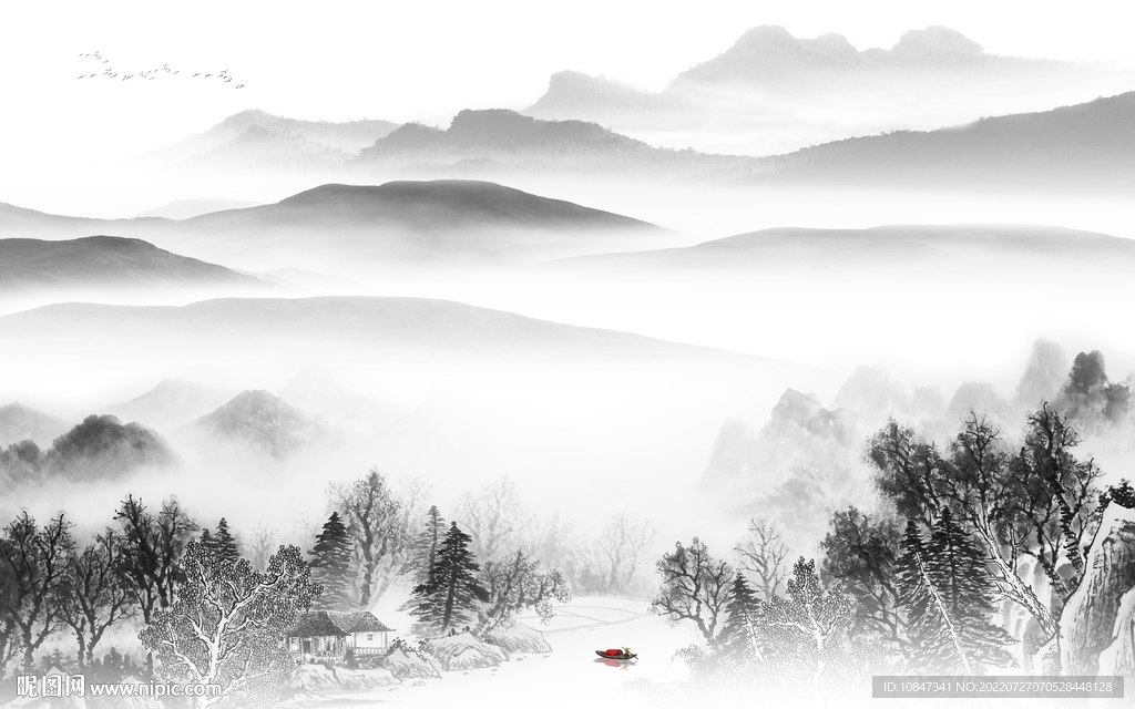 中式 灰色人气山水 TIf分层