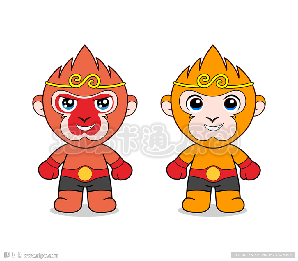 卡通格斗猴子矢量图