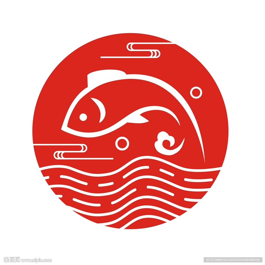 中国风手绘金鱼插画祥云元素