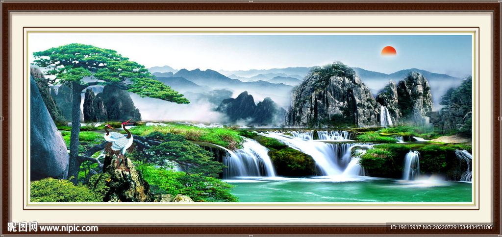 流水生财  江山如画  风景画