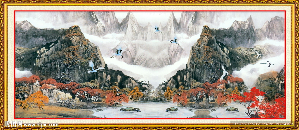 流水生财  江山如画  风景画