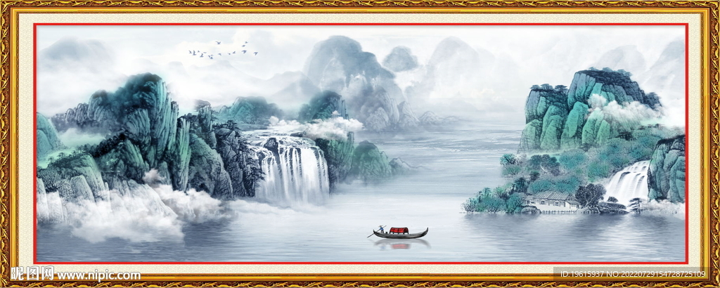 流水生财  江山如画  风景画