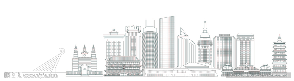 呼市剪影 可以编辑 可换色