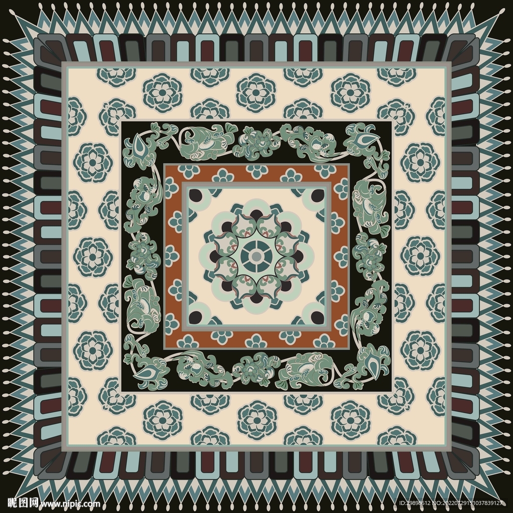 敦煌莫高窟壁画团花纹藻井图案