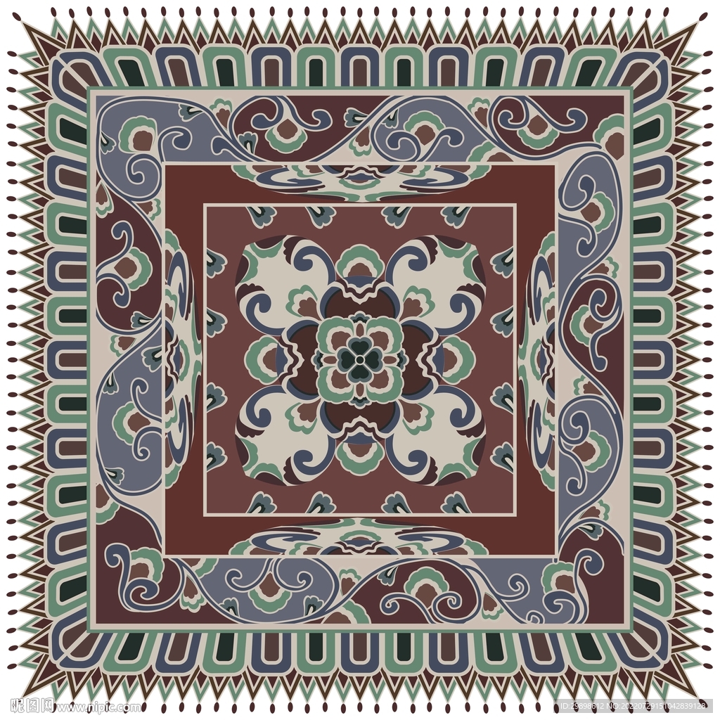 莫高窟壁画四瓣莲花纹藻井图案