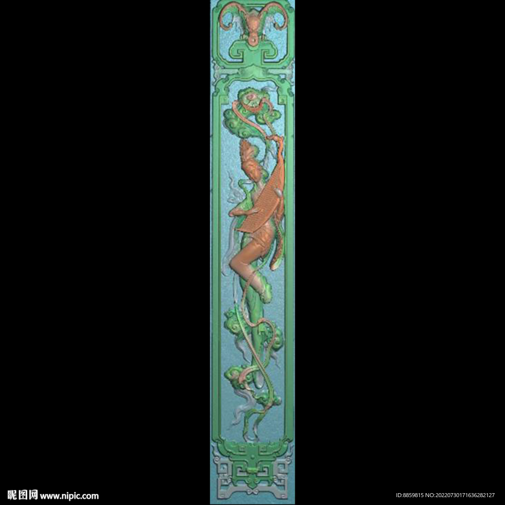 精雕图扫描古建寺庙图人物 