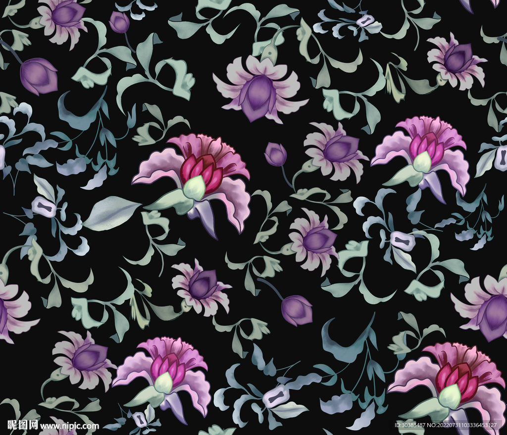 新款大牌花朵  数码印