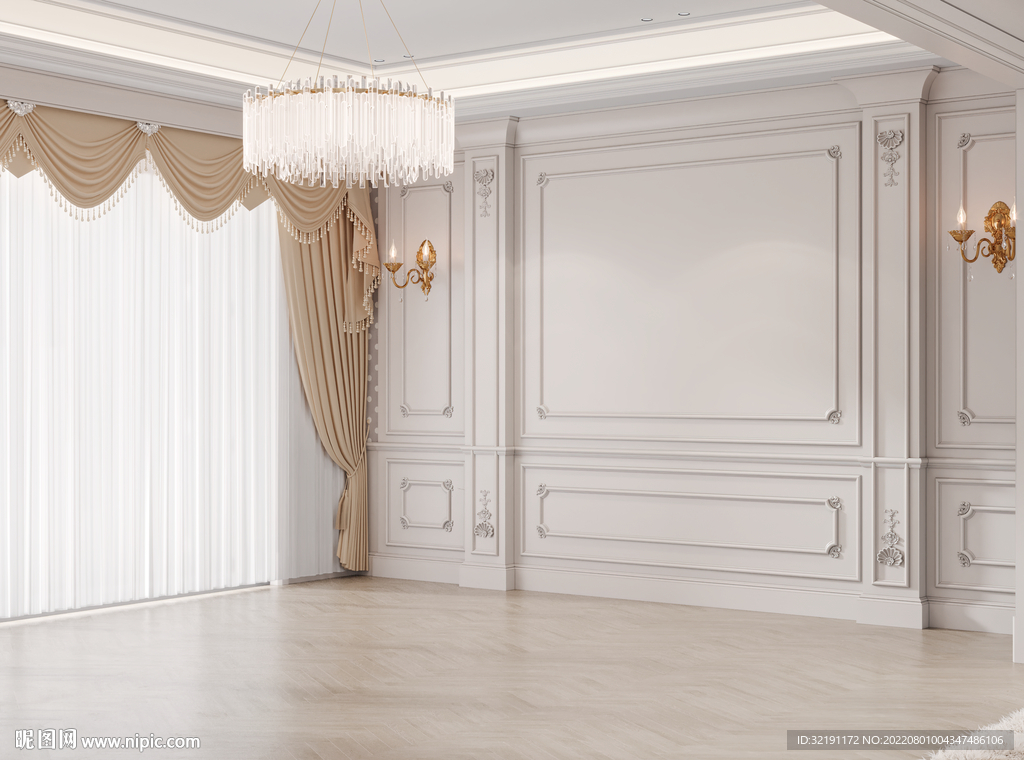 欧式卧室空场景 室内设计