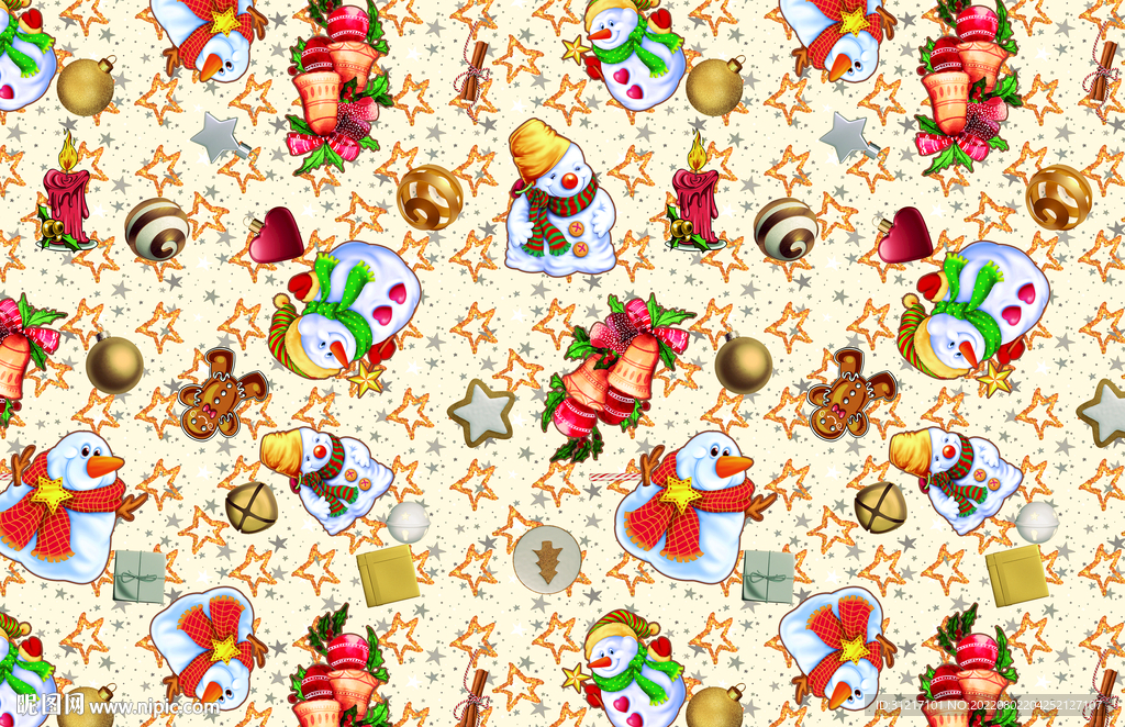 数码印花 圣诞花型 面料印花图