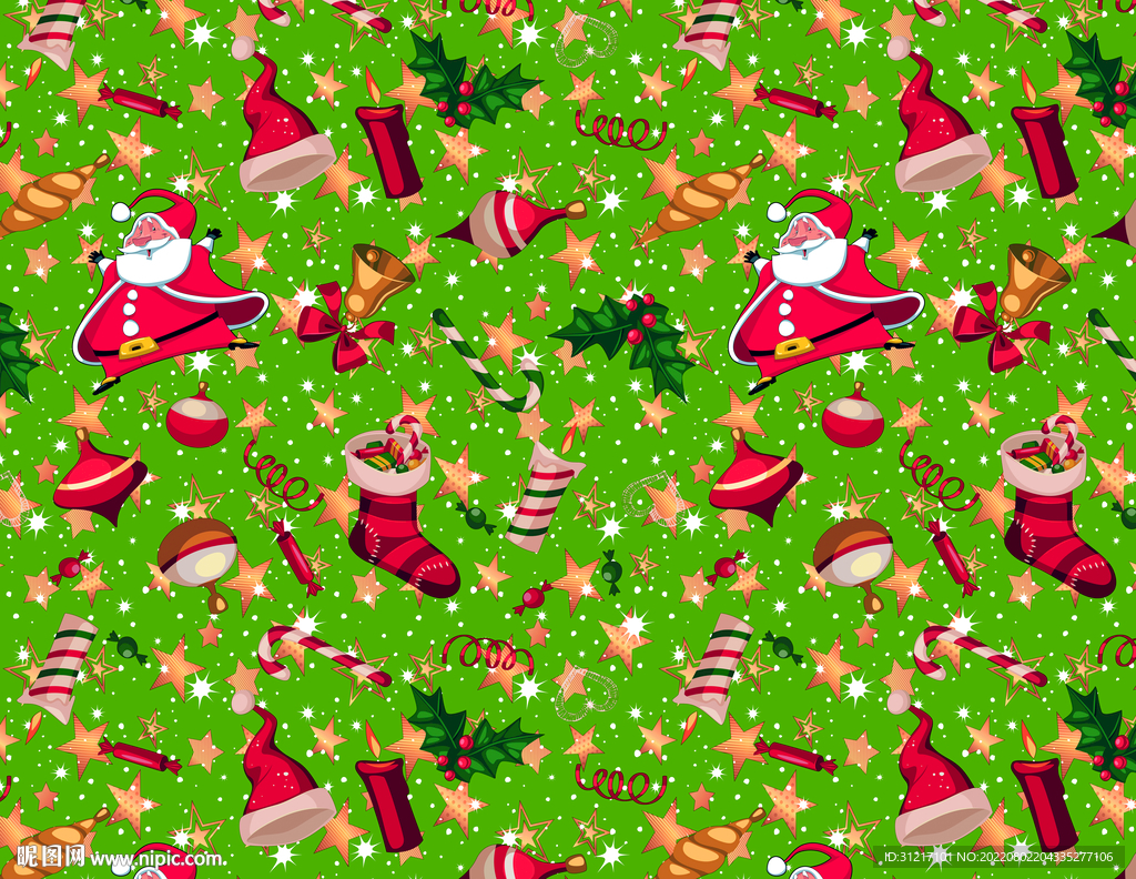 数码印花 圣诞花型 面料印花图