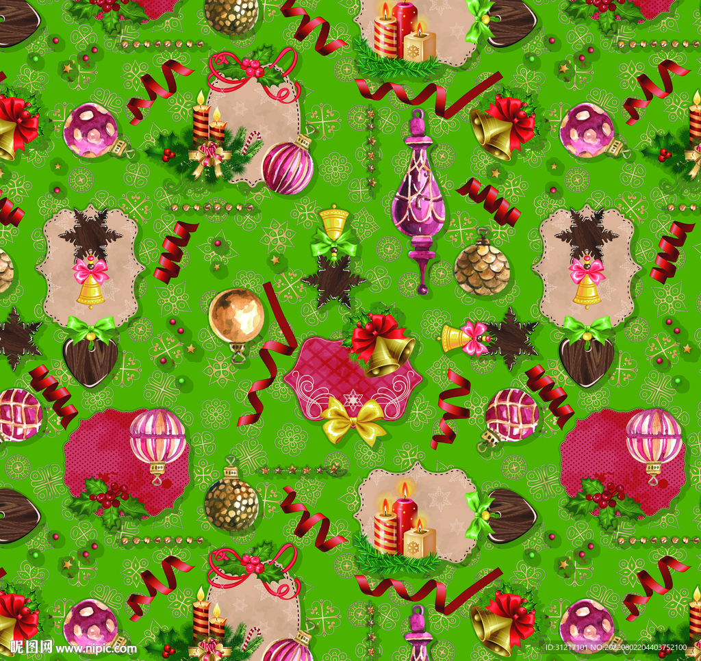 数码印花 圣诞花型 面料印花图