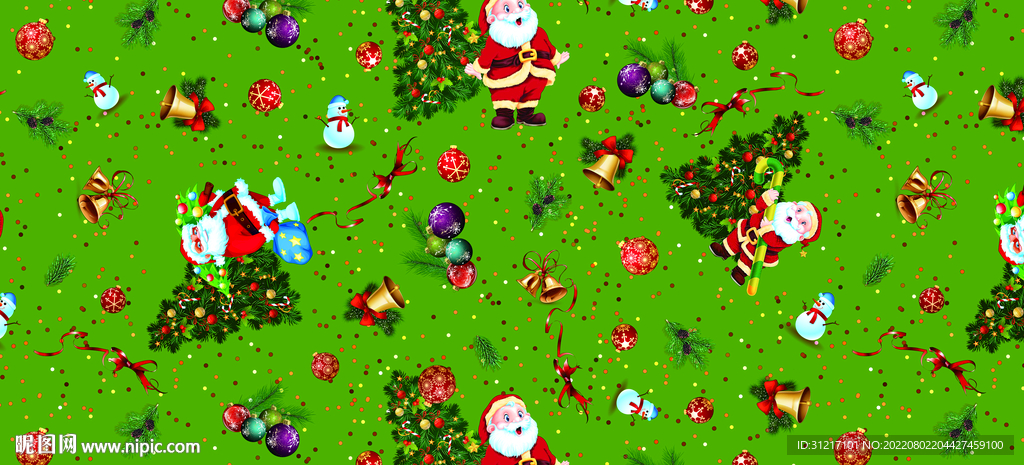 数码印花 圣诞花型 面料印花图