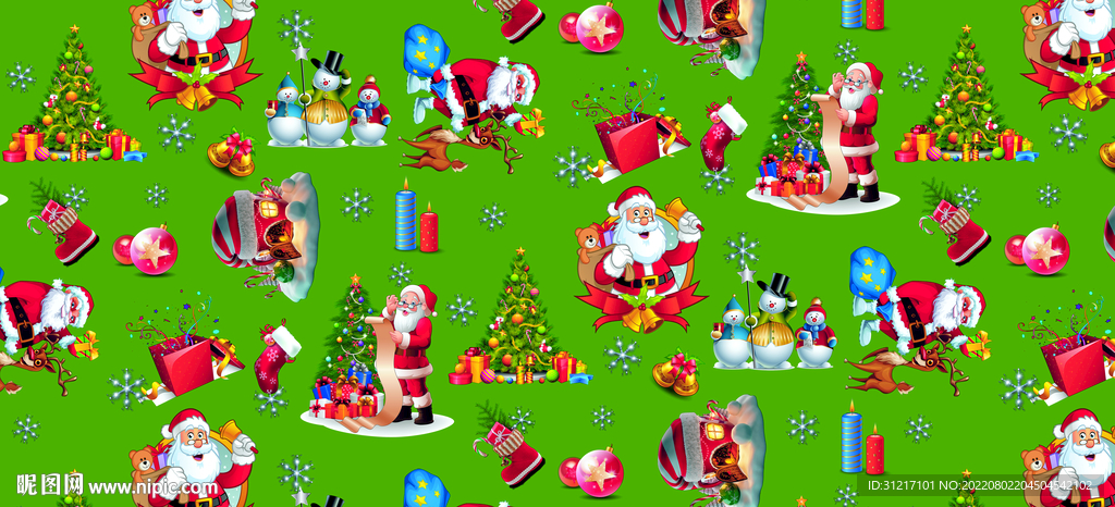 数码印花 圣诞花型 面料印花图