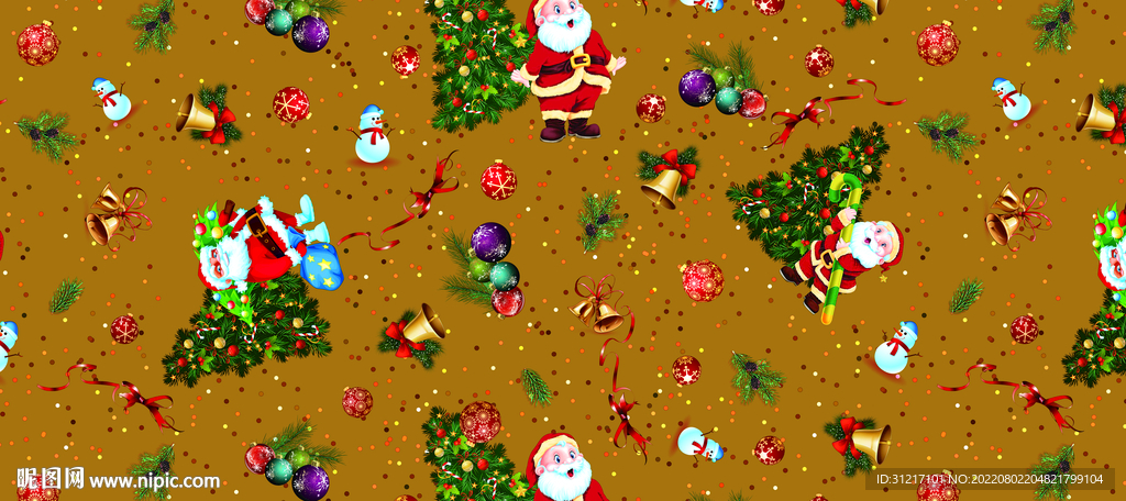 数码印花 圣诞花型 面料印花图