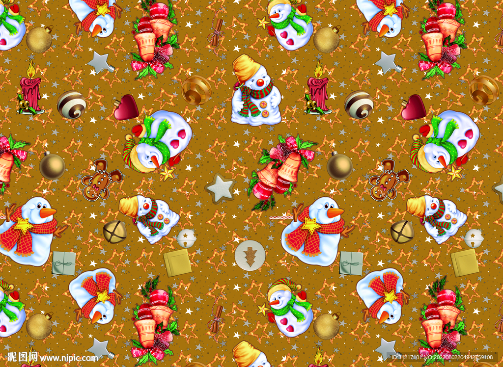 数码印花 圣诞花型 面料印花图