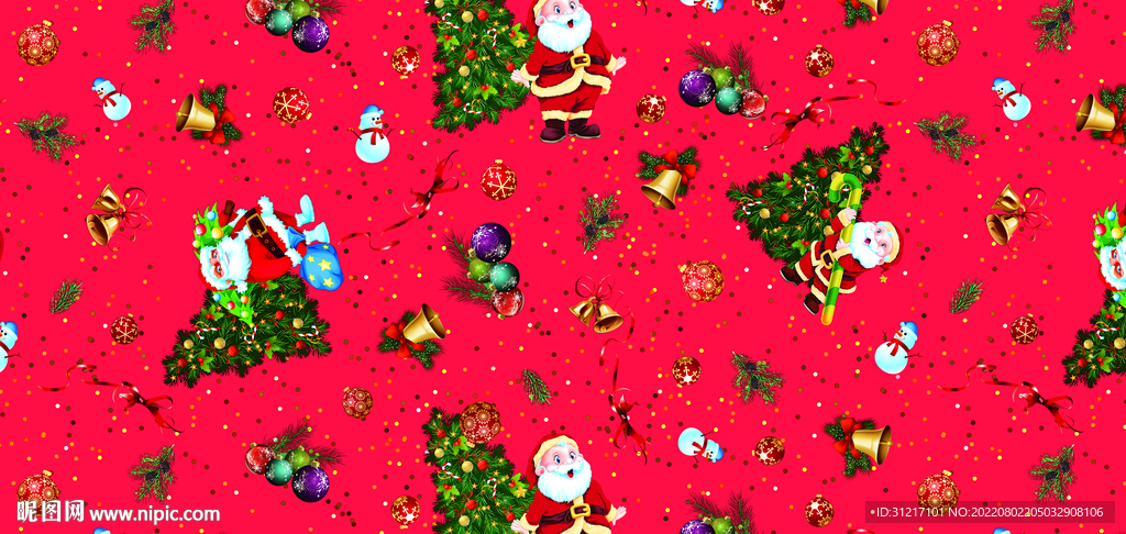 数码印花 圣诞花型 面料印花图