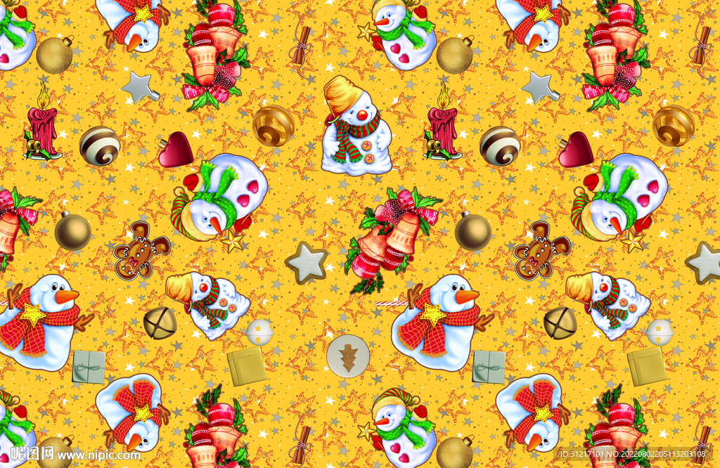 数码印花 圣诞花型 面料印花图