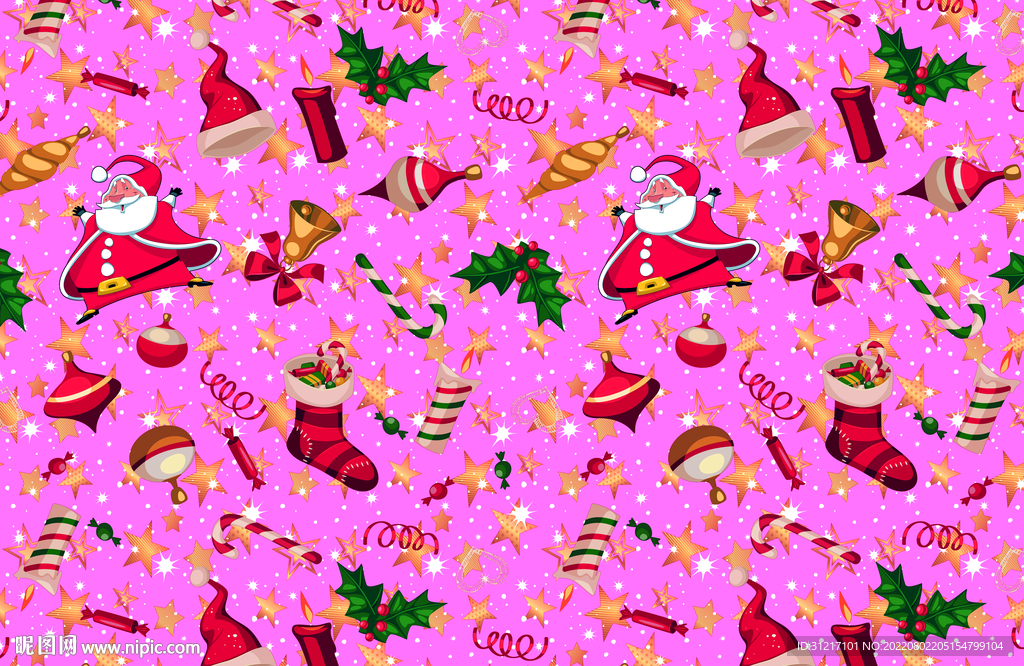 数码印花 圣诞花型 面料印花图