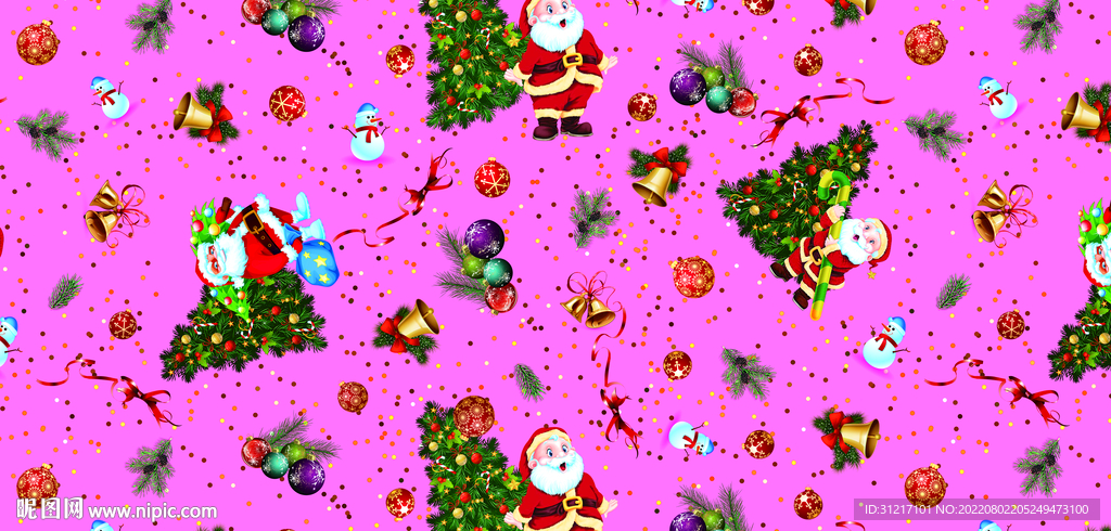 数码印花 圣诞花型 面料印花图